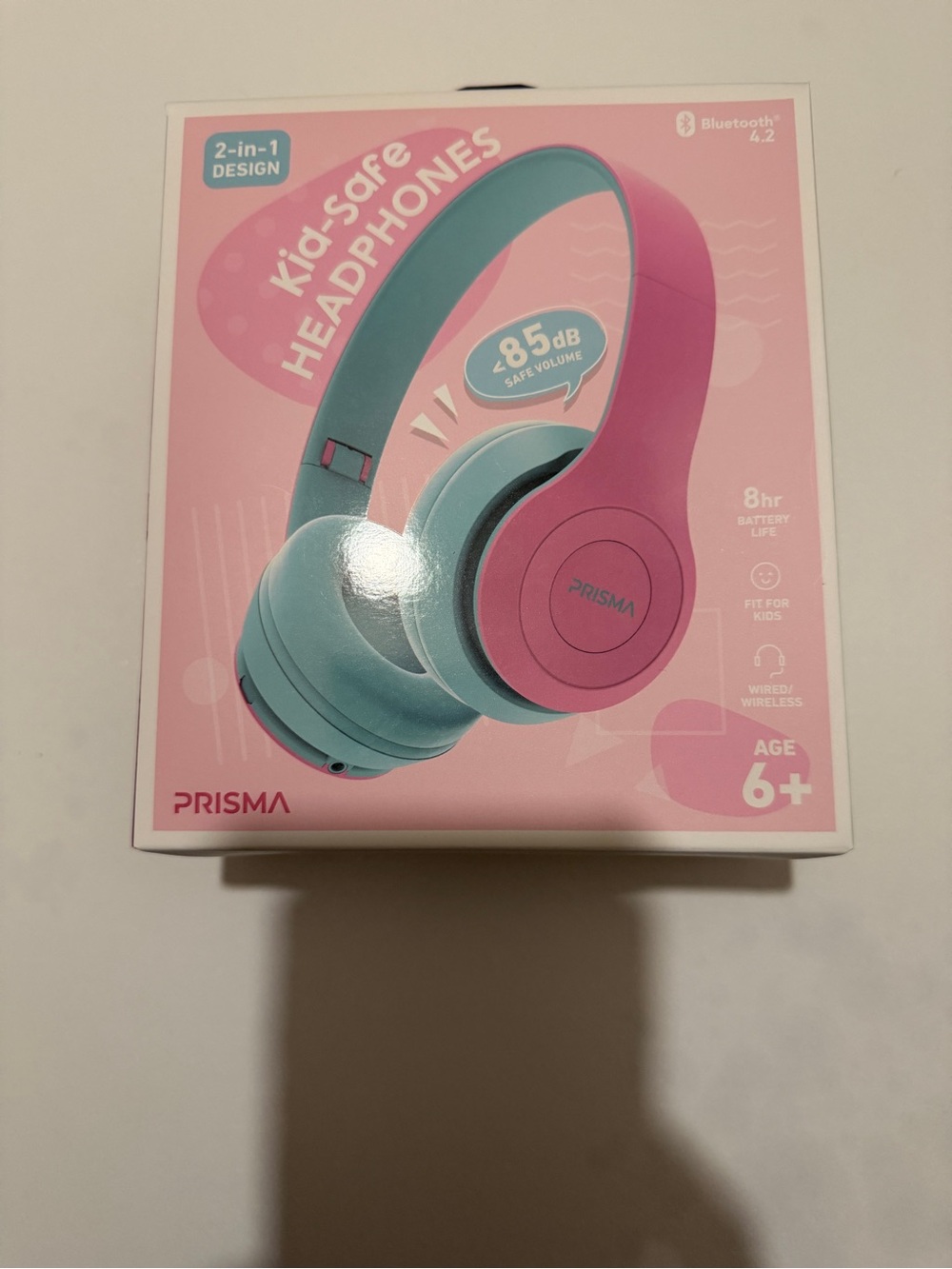 Prisa Kid-Safe Over-Ear Headphones — Pink & Teal